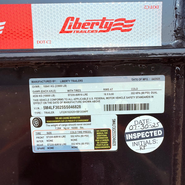 2025 Liberty 8.5x30 Deckover Flatbed GOOSENECK 24k GVWR DUALLY