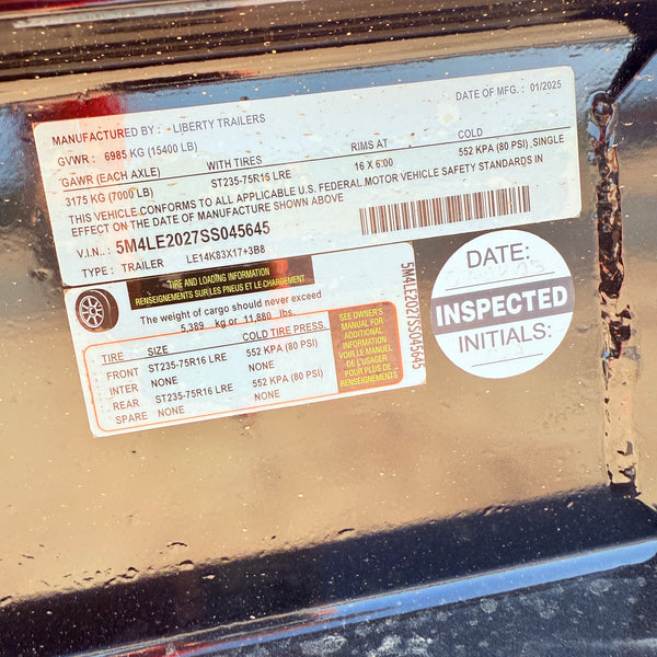 2025 LIBERTY 7X20 EQUIPMENT HAULER 14K