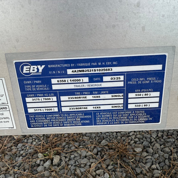 2025 EBY Low Profile 82"x24' Equipment Trailer All Aluminum 14K GVWR