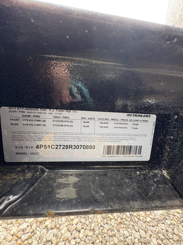 Pre Owned 2024 PJ (B6) 8.5X22 SUPER WIDE MONSTER RAMPS/ 14 PLY Tires