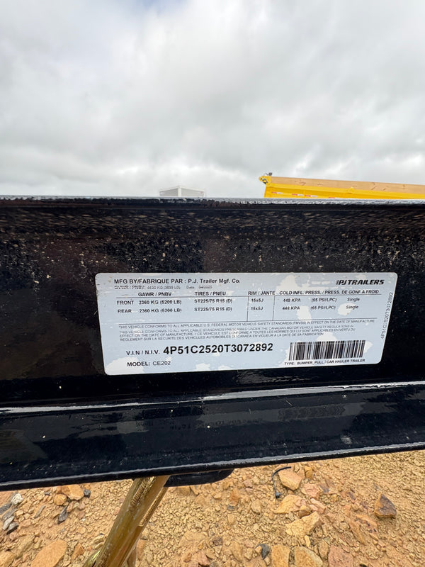 2026 PJ CE 7X20 EQUIPMENT HAULER w/ Dove and SLIDE IN ramps 9990#