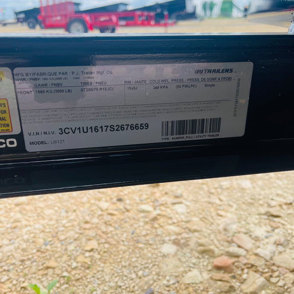 PJ U8 7X12 UTILITY w/Solid Sides/BI Fold Tailgate