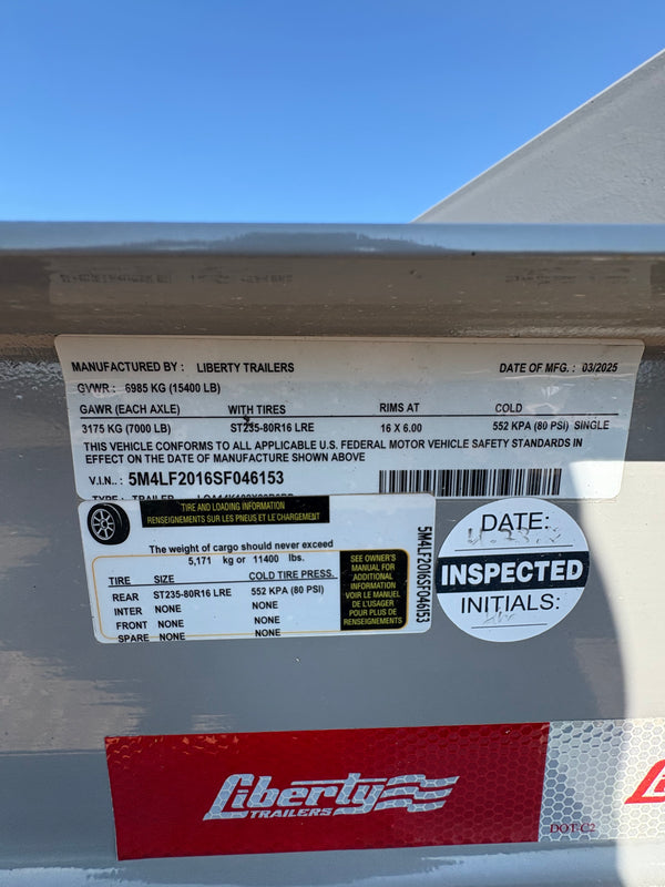 2025 Liberty 8.5x20 Deckover Flatbed 15K GVWR