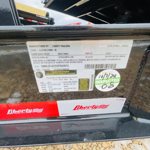 2025 Liberty 7x14 HIGH SIDE Dump 7GA Floor/Ramps/Tarp