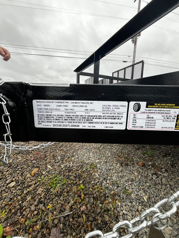 2026 Car Mate 6x12 Angle Iron (80" Deck Width)