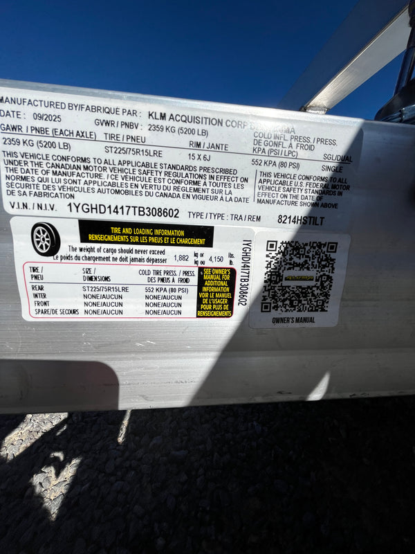 2026 Aluma 82"X14' TILT 5K GVWR (8214H-TILT-S-EL-RTD)