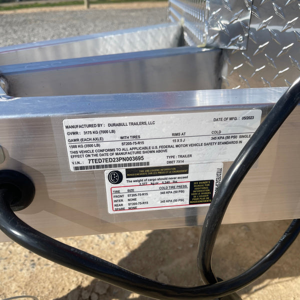 2023 DURABULL ALUMINUM 7X14 ELITE W/ RAMP & 6" ADDITIONAL HEIGHT
