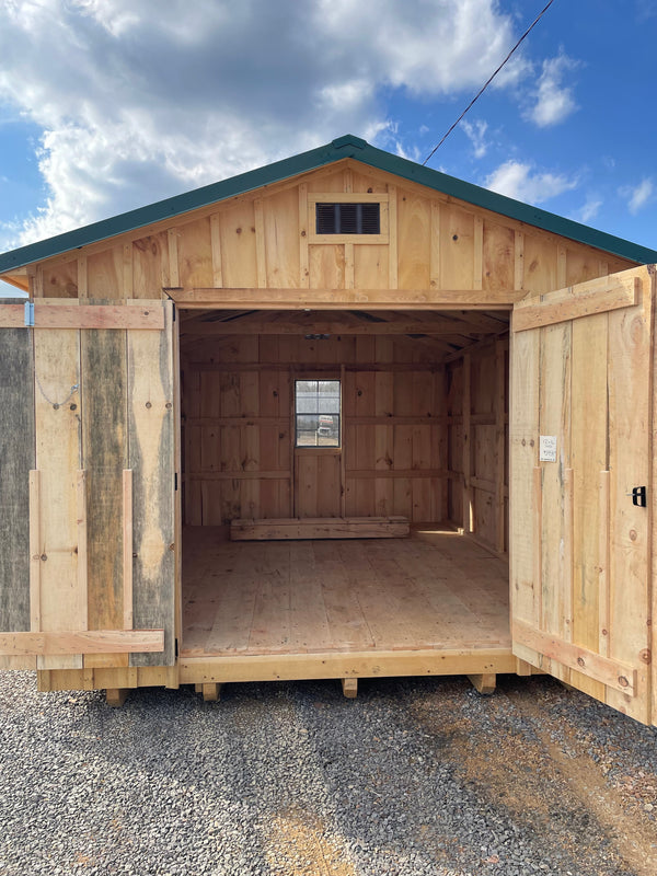 12x16 Shed w/ 1 Window, Green Roof