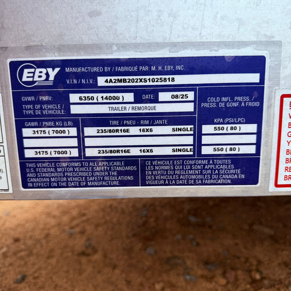 2025 EBY 8.5'x20' Deck Over Equipment Trailer 14K GVWR TRADESMAN PACKAGE