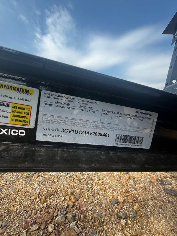 2027 PJ 5X8 U6 UTILITY TRAILER