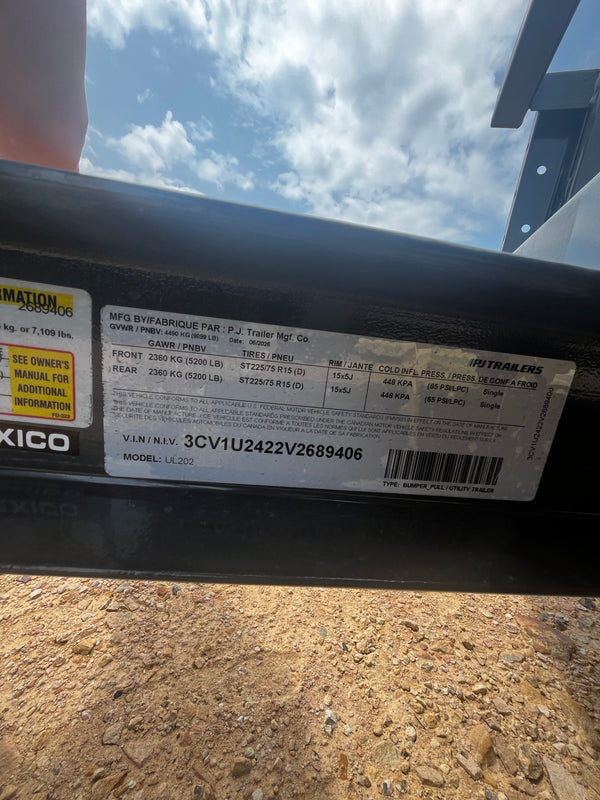 2027 PJ 7x20 UL UTILITY TRAILER 9990# GVWR W/ SIDE RAMPS