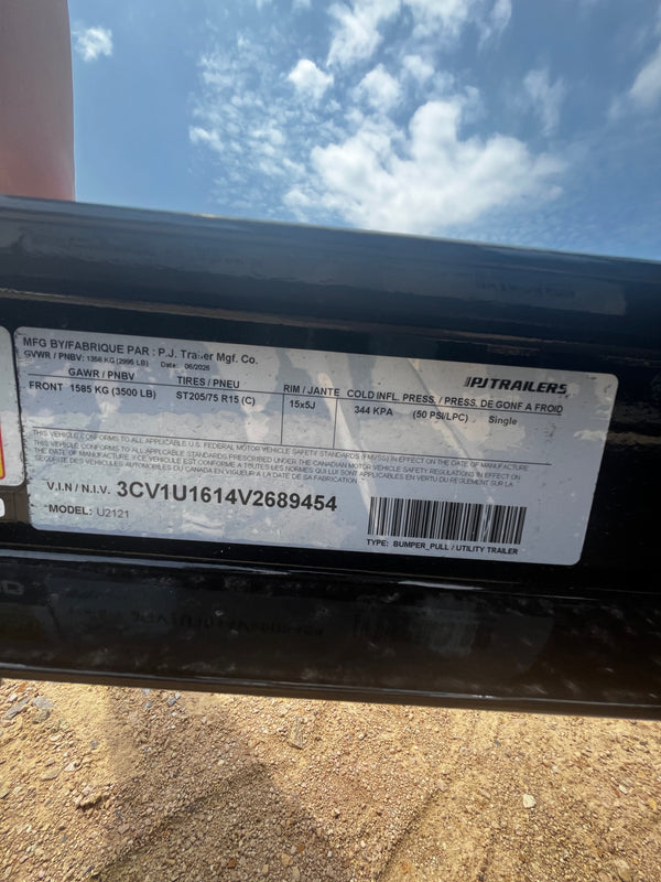 2027 PJ 6X12 U2 UTILITY TRAILER