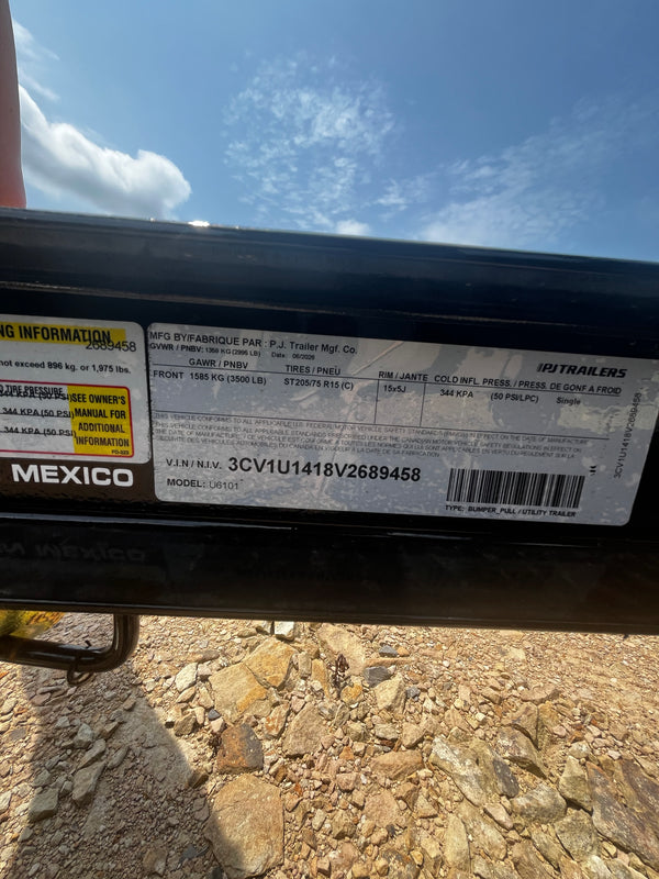 2027 PJ 5X10 U6 UTILITY TRAILER