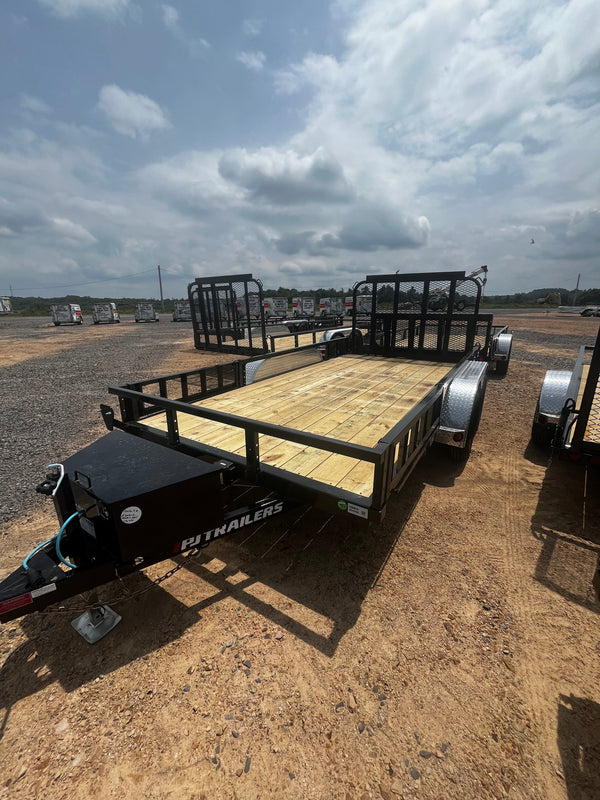 2027 PJ 7x14 UL UTILITY TRAILER W/ SIDE RAMPS & SQUARE TUBE RAILS