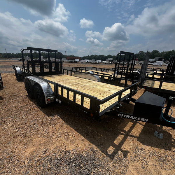 2027 PJ 7x14 UL UTILITY TRAILER W/ SIDE RAMPS & SQUARE TUBE RAILS