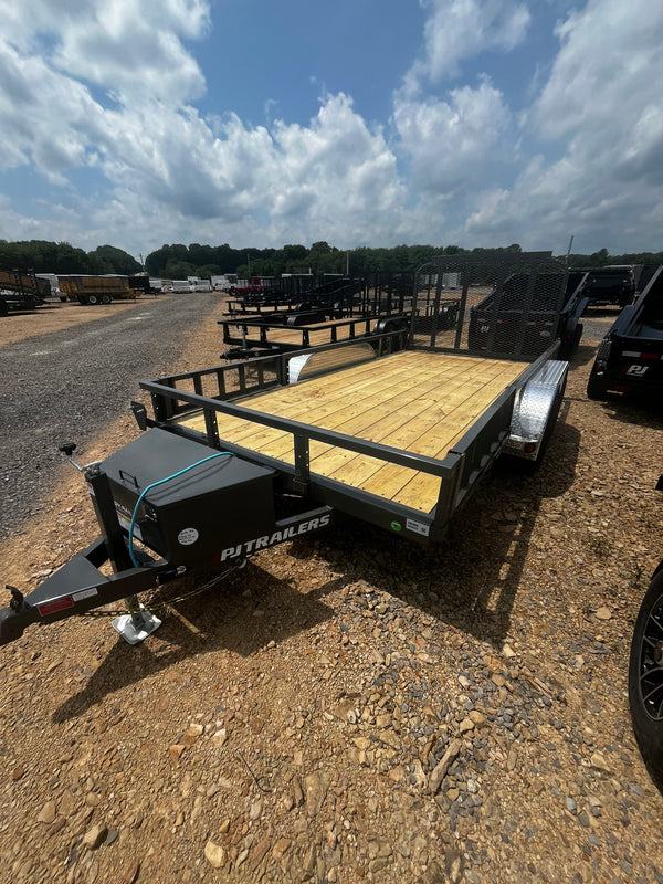2027 PJ 7x14 UL UTILITY TRAILER W/ SIDE RAMPS & SQUARE TUBE RAILS