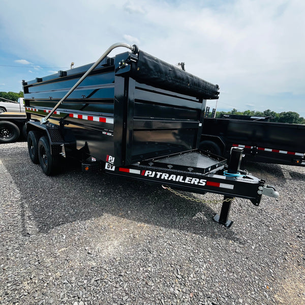2026 PJ 7X14 DV DUMP 15400# GVWR W/ VOYAGER PACKAGE/4' SIDES/ 14 PLY TIRES