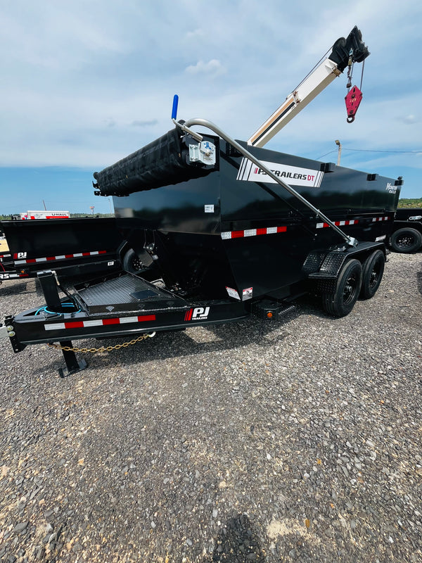 2027 PJ 7X14 DT DUMP 15400# GVWR W/ VOYAGER PACKAGE/4' SIDES/14 PLY TIRES