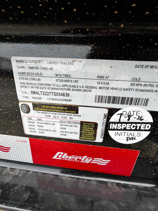 2026 LIBERTY 7X22 SPLIT DECK I-BEAM TILT 15400# GVWR