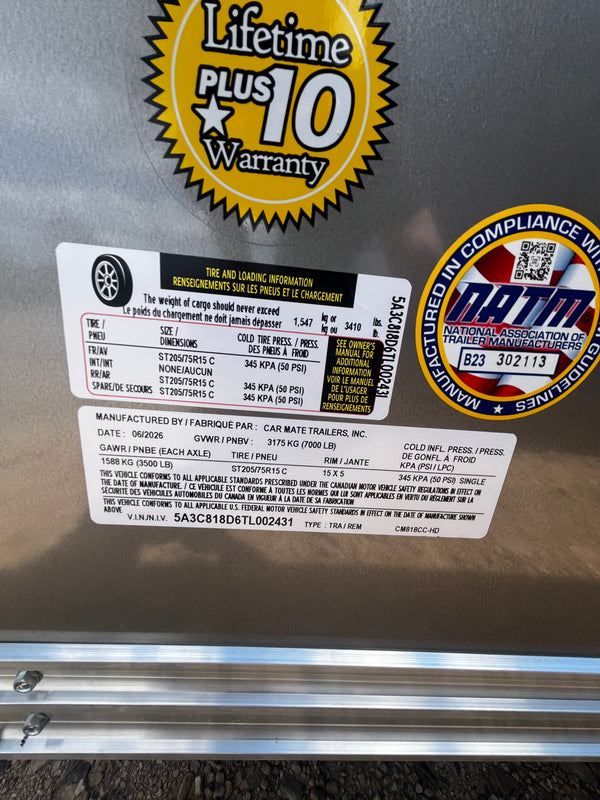 2026 CARMATE 8X18 HD CUSTOM CARGO