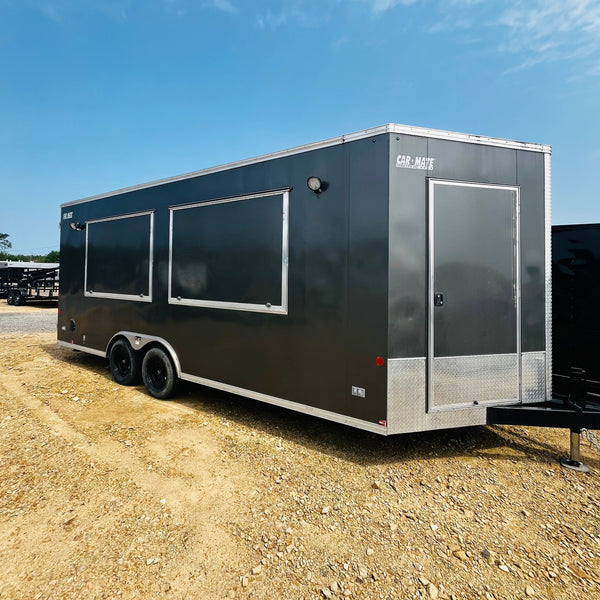 PREOWNED 2025 CARMATE 8X20 ADVANTAGE W/ ADDITIONAL HEIGHT/AWNINGS/VINYL WALLS/AC UNIT/ BARN DOORS