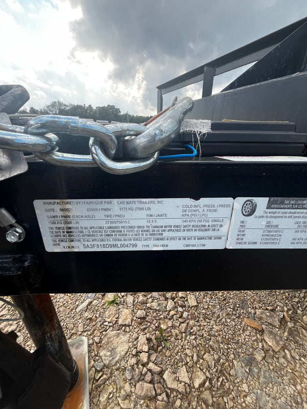 PREOWNED 2021 Car Mate 8x18 Car Hauler 7K