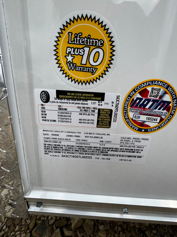 2026 Car Mate 7x16 Custom Cargo W/ BARN DOORS & 12" ADDED HEIGHT