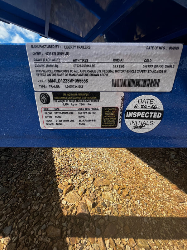 2027 LIBERTY 6X12 DUMP 10K GVWR W/ RAMPS & TARP