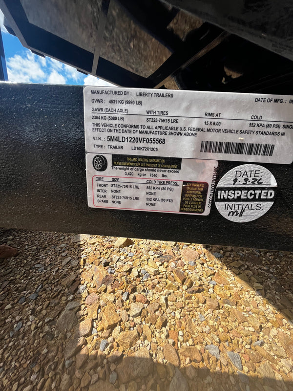 2027 LIBERTY 6X12 DUMP 10K GVWR W/ RAMPS & TARP