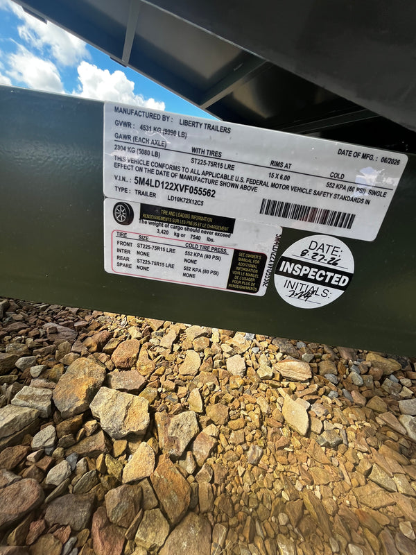 2027 LIBERTY 6X12 DUMP 10K GVWR W/ RAMPS & TARP