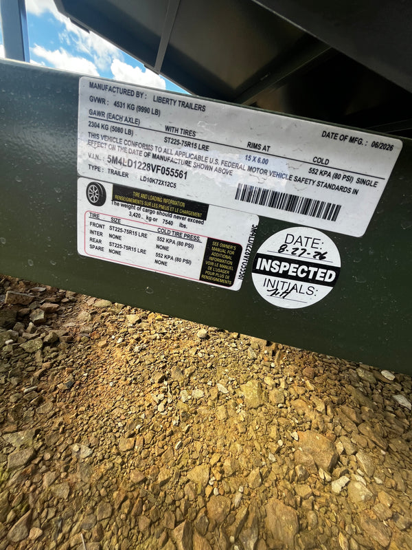 2027 LIBERTY 6X12 DUMP 10K GVWR W/ RAMPS & TARP