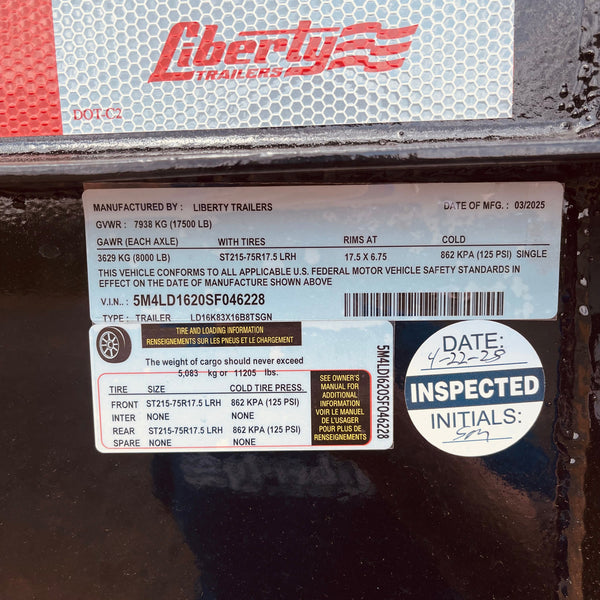 2025 Liberty 7x16 Gooseneck Dump 16K GVWR