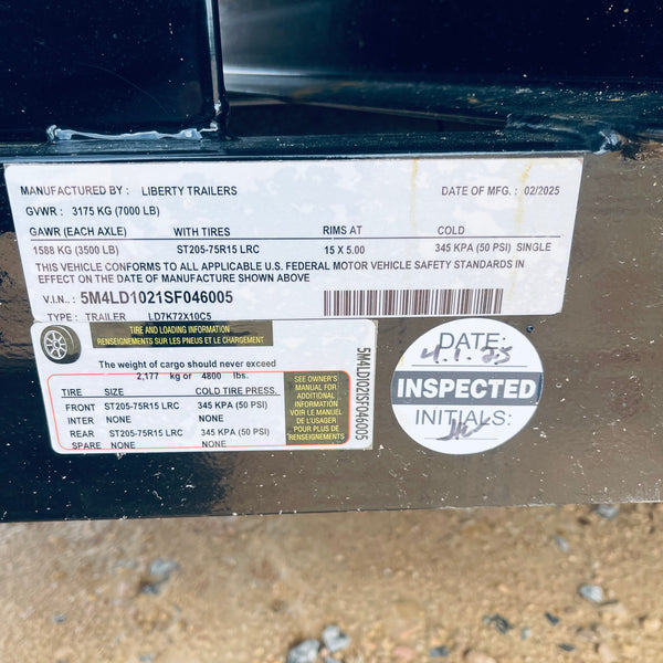 2025 LIBERTY 6X10 DUMP w/ Tarp Kit/Ramps/ 7K GVWR
