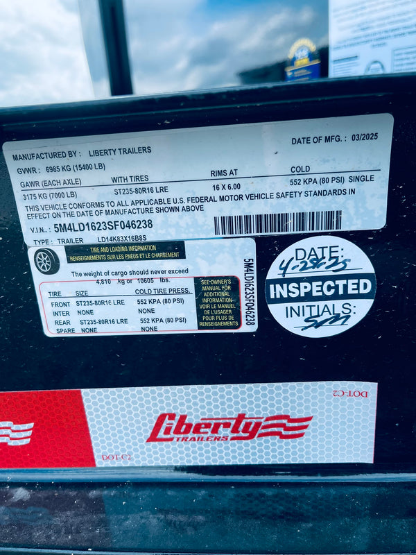2025 Liberty 7x16 Dump 7GA Floor/Ramps/Tarp