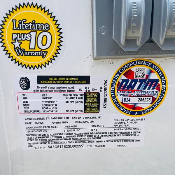 2025 Car Mate 6x12 CONCESSION TRAILER w/ AWNING/RUBBER FLOOR/WHITE VINYL/110V LIGHT PKG