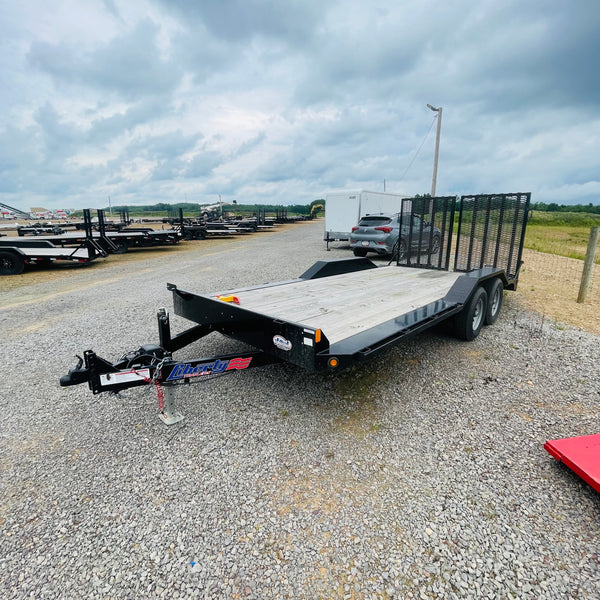 PRE-OWNED 2022 LIBERTY 8.5x18 DRIVE OVER FENDER EQUIPMENT TRAILER 10K