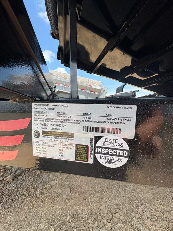 2025 LIBERTY 6X12 DUMP 7K GVWR- Ramps and Tarp
