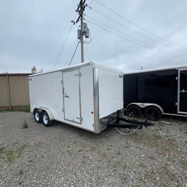 2025 Car Mate 7x16 Custom Cargo HYDRAULIC BRAKES w/ Ramp Door & 6" Additional Height