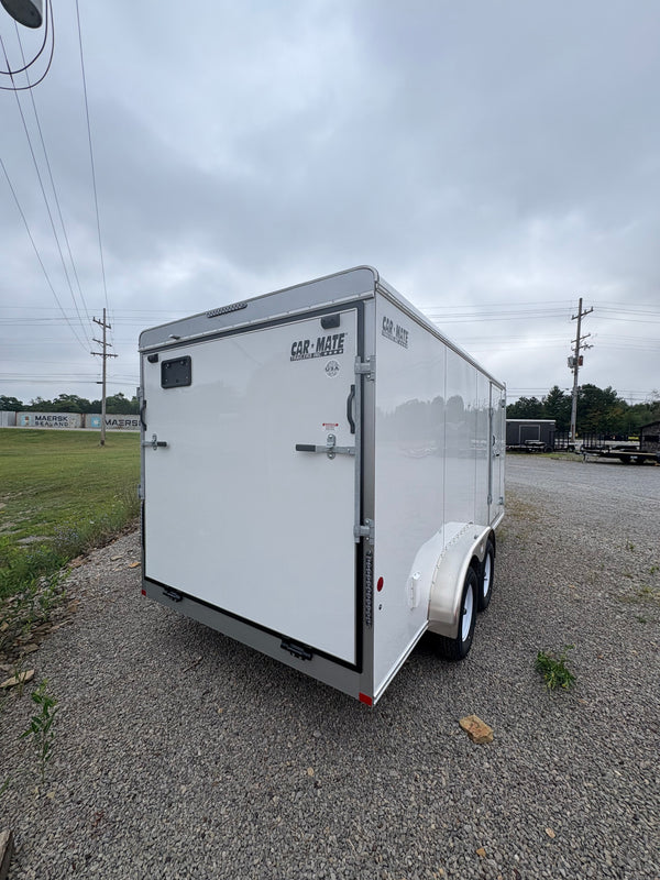 2025 Car Mate 7x16 Custom Cargo HYDRAULIC BRAKES w/ Ramp Door & 6" Additional Height