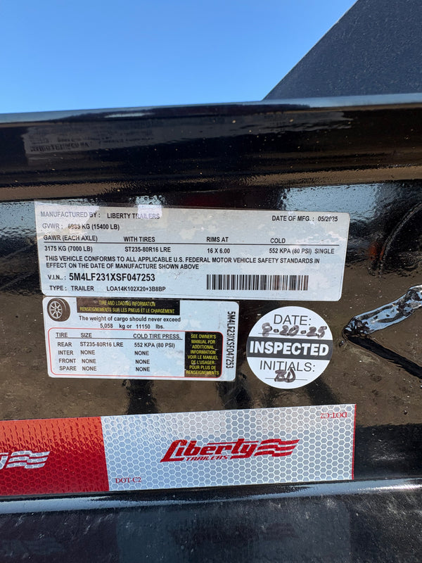 2025 Liberty 8.5x23 Deckover Flatbed 14k GVWR w/ HD Ramps
