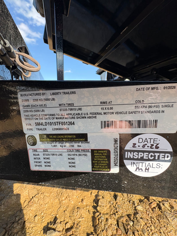 2026 LIBERTY 5X10 DUMP TRAILER 5K GVWR w/ Tarp/RAMPS