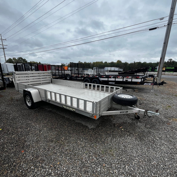 PRE OWNED 2018 ALUMA 82"X14' UTILITY TRAILER W/ SIDE RAMPS