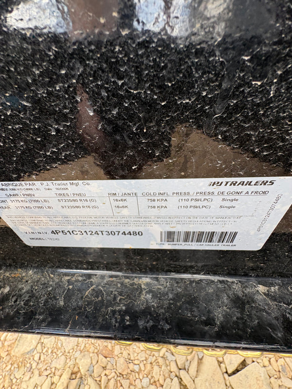2026 PJ T8 8.5X24 DECKOVER TILT 14K w/ 14ply tires
