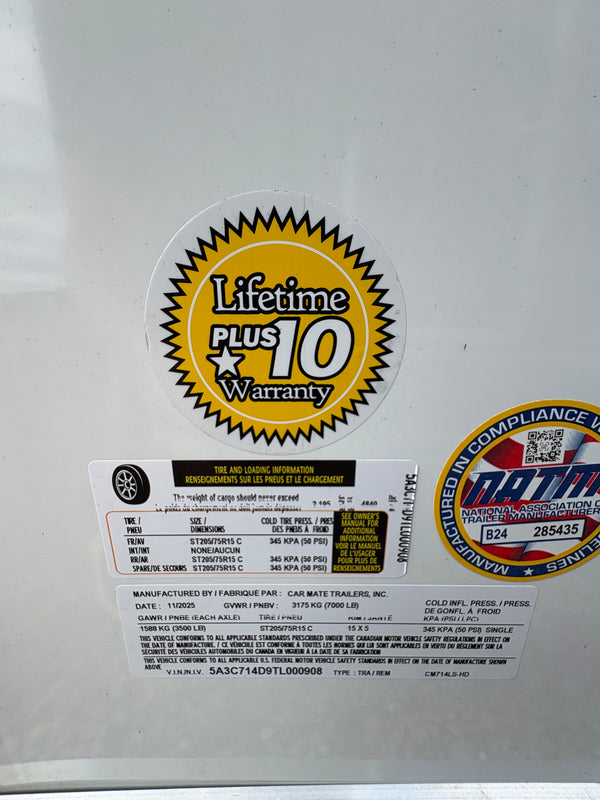 2026 CAR MATE 7X14 LIBERTY SPORT CARGO W/ ADDITIONAL 6"^/RAMP