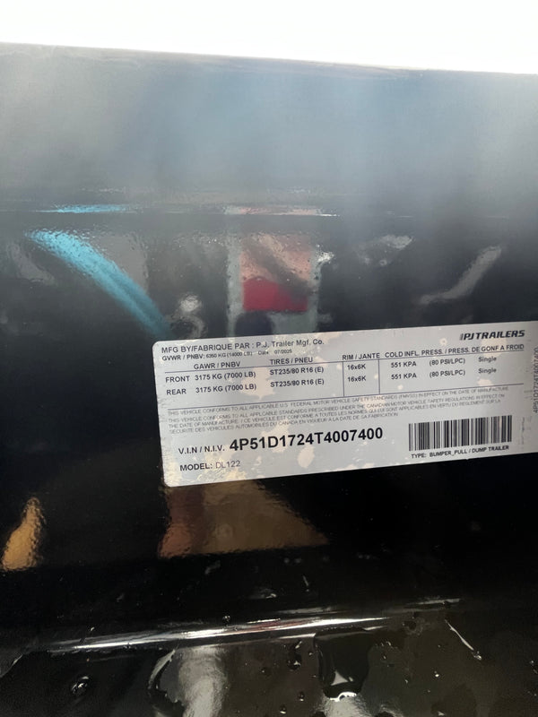 2026 PJ 7x12 Tandem Dump 14K GVWR (DL)