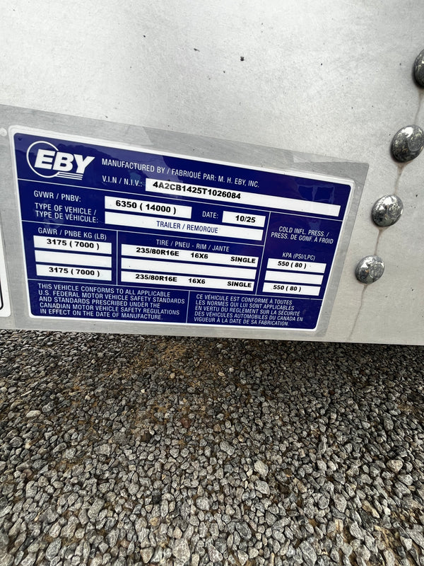 2025 EBY 7x14 Dump All Aluminum 14K GVWR