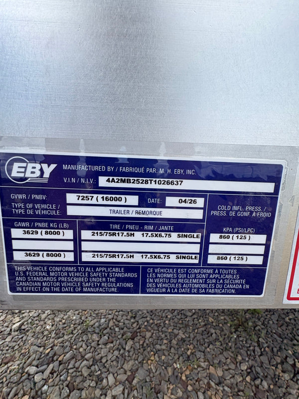 2026 EBY 8.5'x24' Deck Over Equipment Trailer 16K GVWR Tradesman PKG