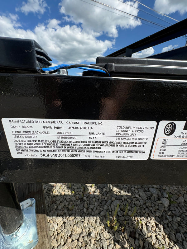 2026 Car Mate 8x18 Car Hauler 7K