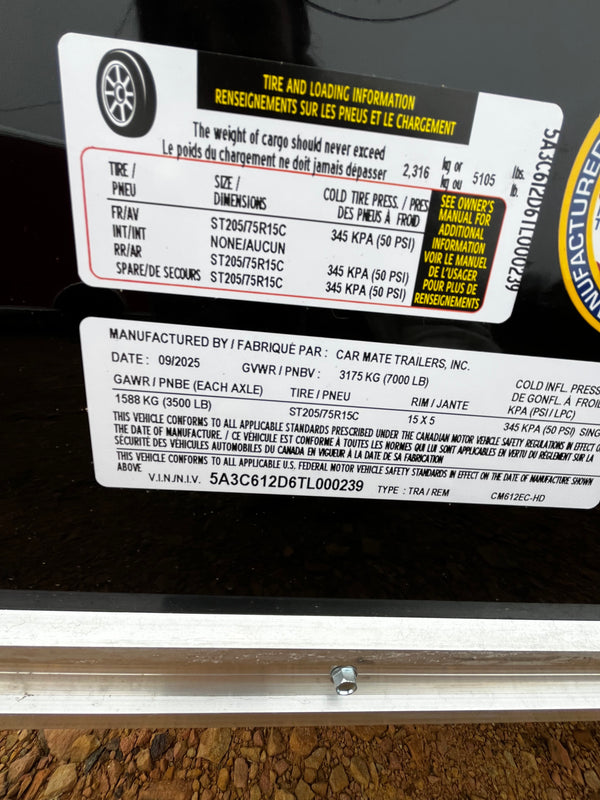 2026 CAR MATE 6X12 HD SPORTSTER w/ Ramp Door & 6" Additional Height