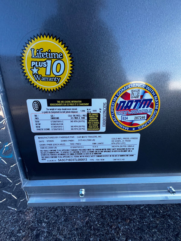 2026 Car Mate 7x16 HD Custom Cargo w/ 12"^ / Ramp Door